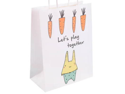  White Kraft Paper Bag With Handle For Sending Gifts