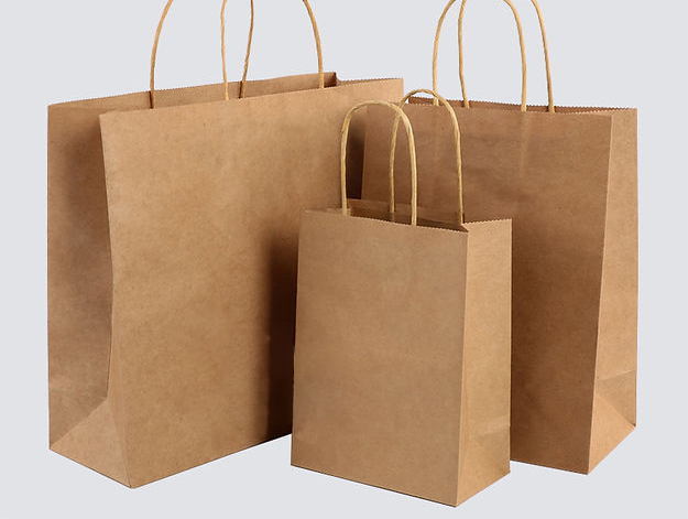 Brown Kraft Paper Bag With Handle For Packing Food