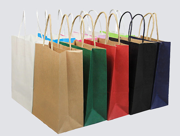 Brown Kraft Paper Bag With Handle For Packing Food