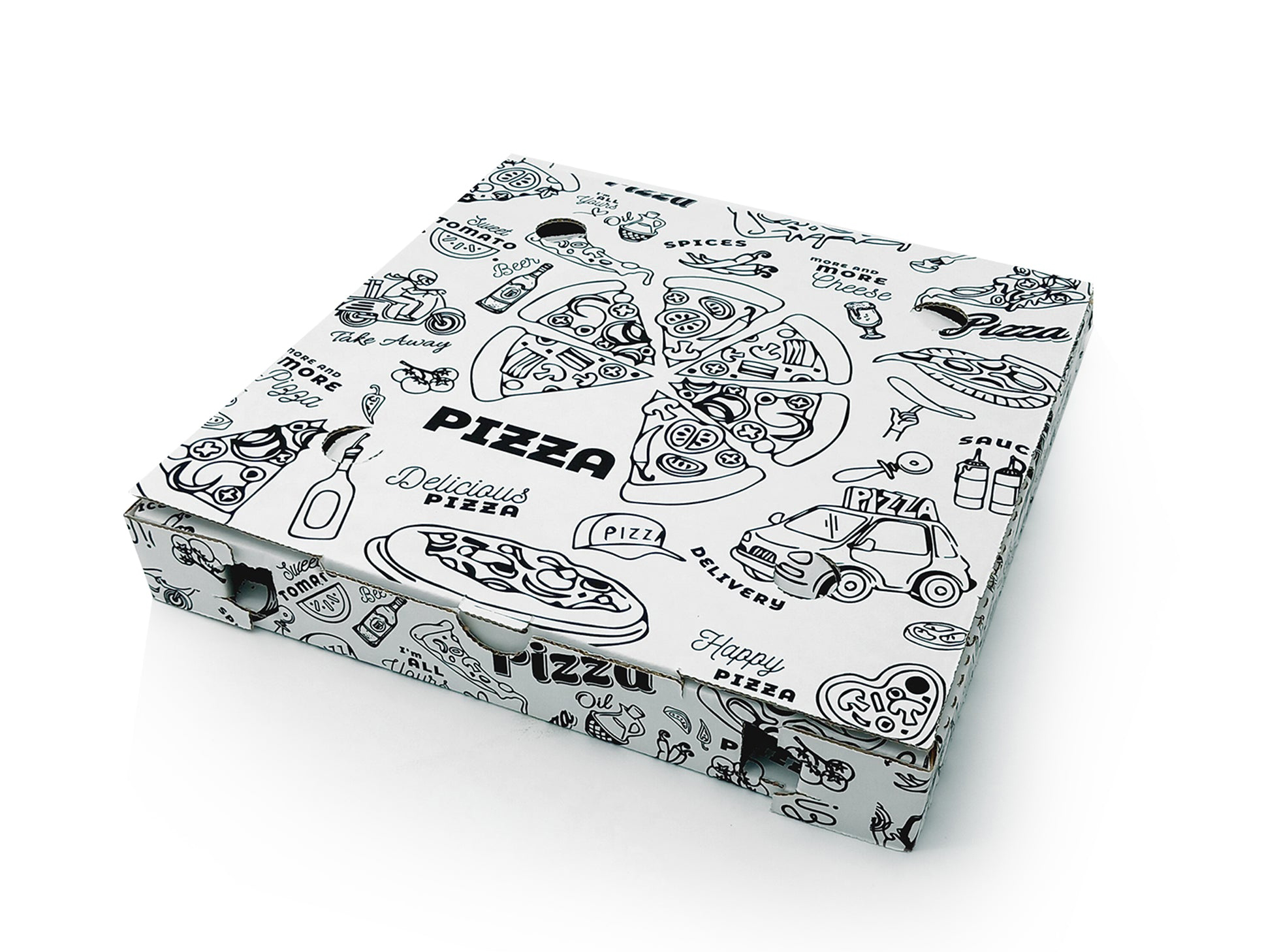 New Design Line Drawing Pattern Style Pizza Box