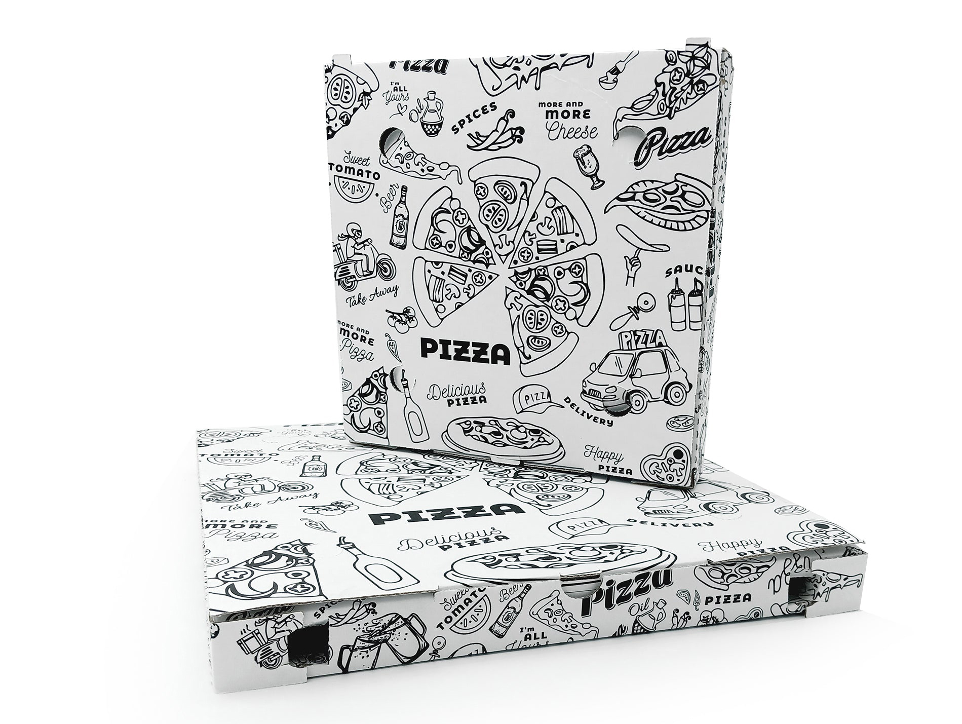 New Design Line Drawing Pattern Style Pizza Box