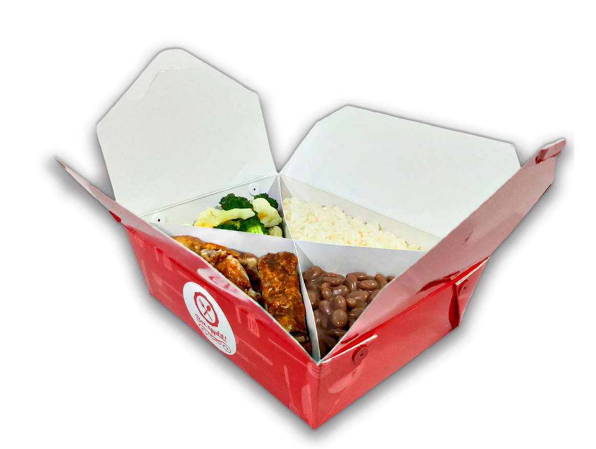 Lunch Cardboard Boxes Four Compartments With Partitions