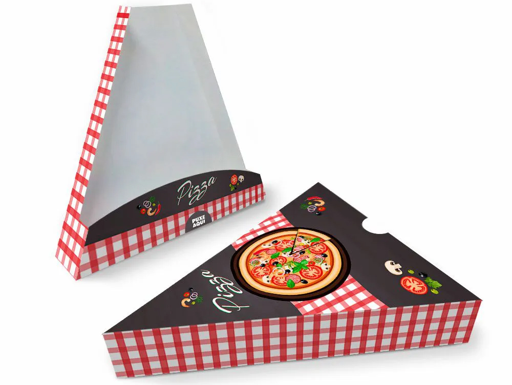Red Cardboard Slice Pizza Box