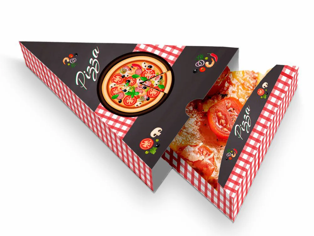 Red Cardboard Slice Pizza Box