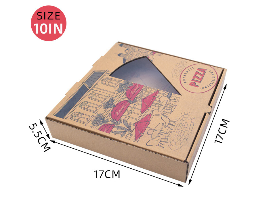 10 Inch 12 Inch Carton Pizza Box With Transparent Window 