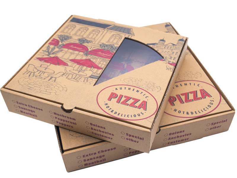 10 Inch 12 Inch Carton Pizza Box With Transparent Window 