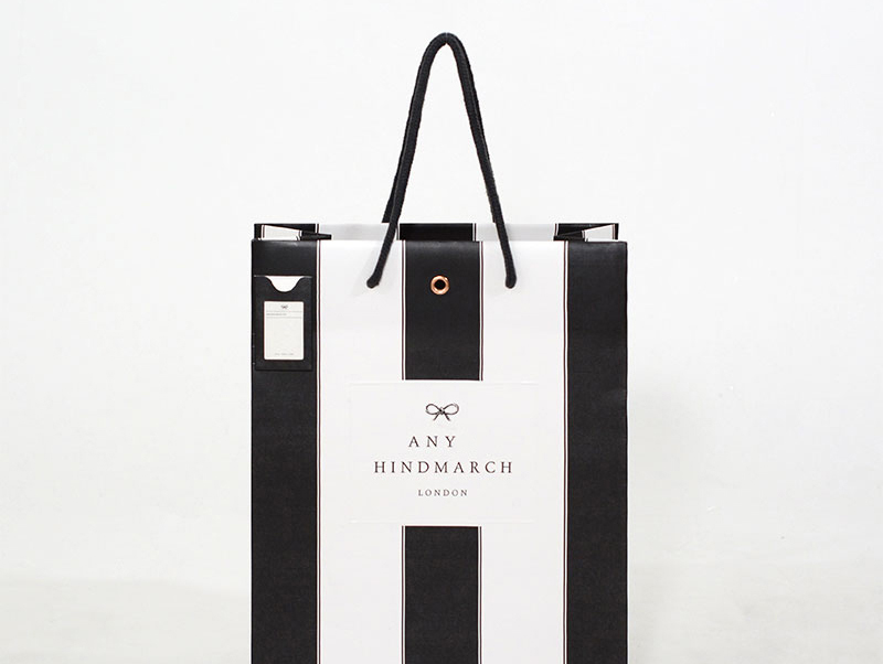 Black And White Stripe Printed Paper Bags With Logo