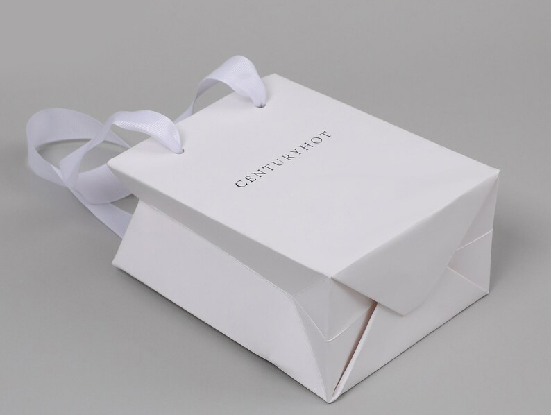 Square Bottom Cosmetics Paper Bags With Ribbon Handles 