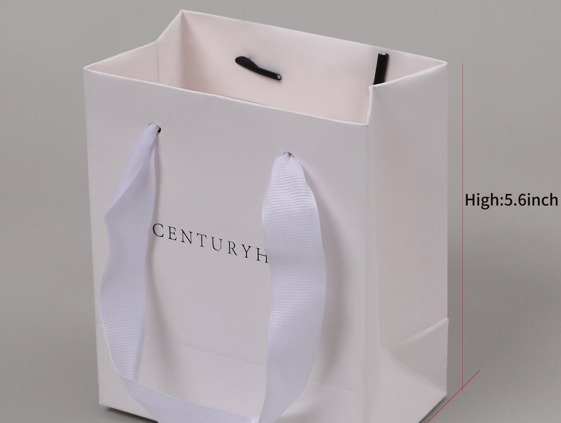 Square Bottom Cosmetics Paper Bags With Ribbon Handles 