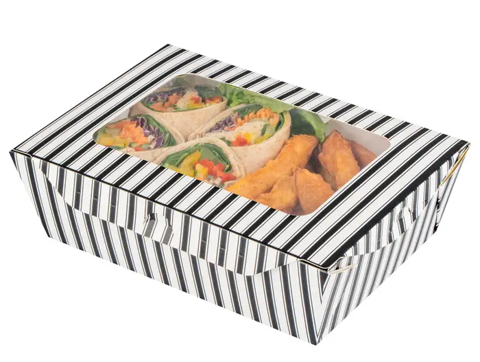 Black And White Stripes Take Away Food Container Box