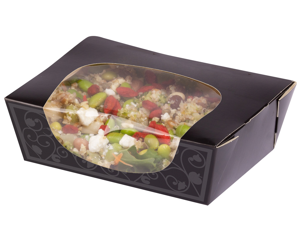 Black Salad Box Take Away Packaging Boxes 