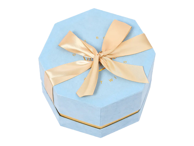Octagon Shape Candy Jewelry Cardboard Box With Ribbon Decorate