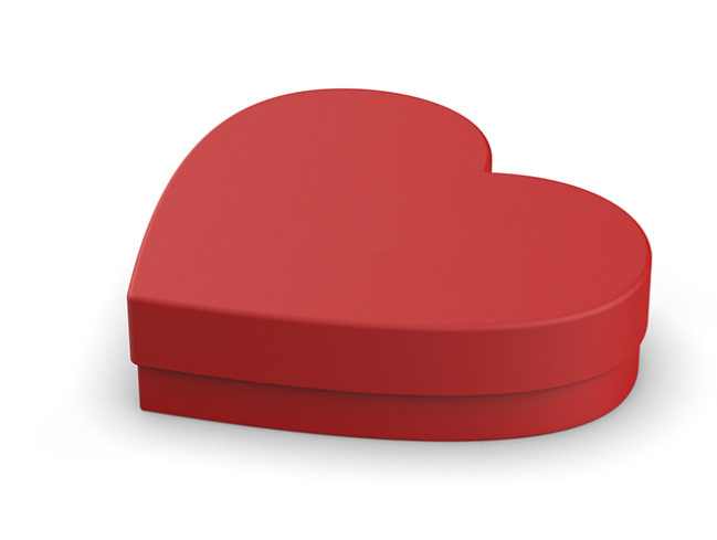  Lid And Base Red Heart Shape Cardboard Rigid Gift Box