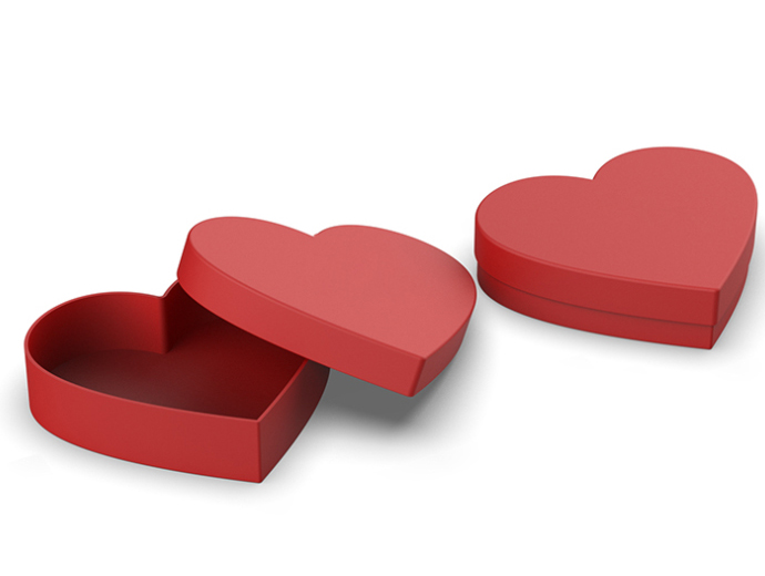 Lid And Base Red Heart Shape Cardboard Rigid Gift Box