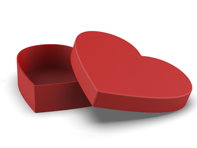 Lid And Base Red Heart Shape Cardboard Rigid Gift Box