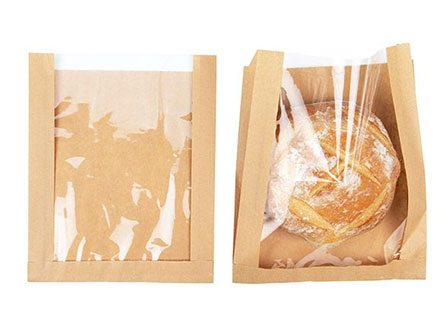 Bread Packaging Paper Bags With Plastic Window